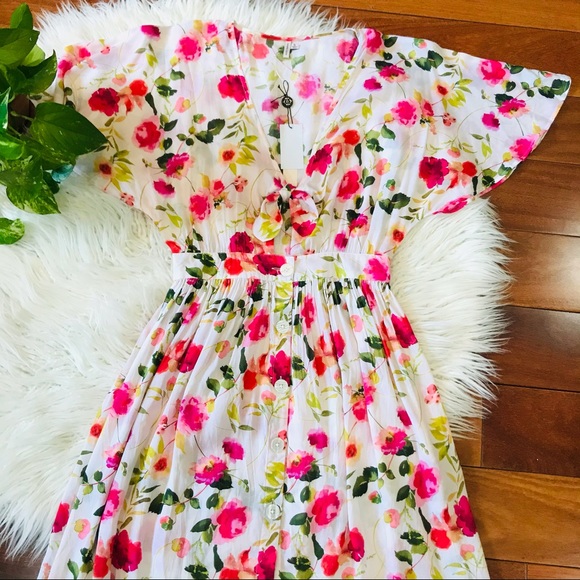 New🌿Floral Tie Front Maxi Beach Dress - Picture 2 of 8